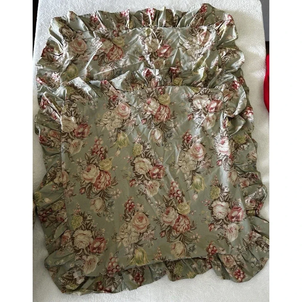 Ralph Lauren Charlotte Full Comforter 4 Piece Set Dust Ruffle 2 Shams Sage Green